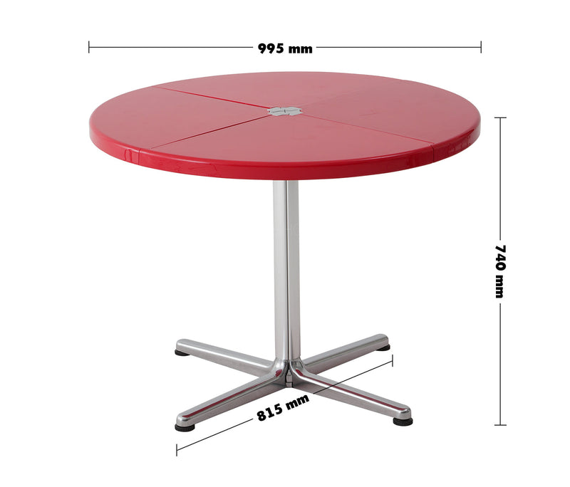 dimension detail diagram of Minimalist ABS Steel Round Dining Table DONUT