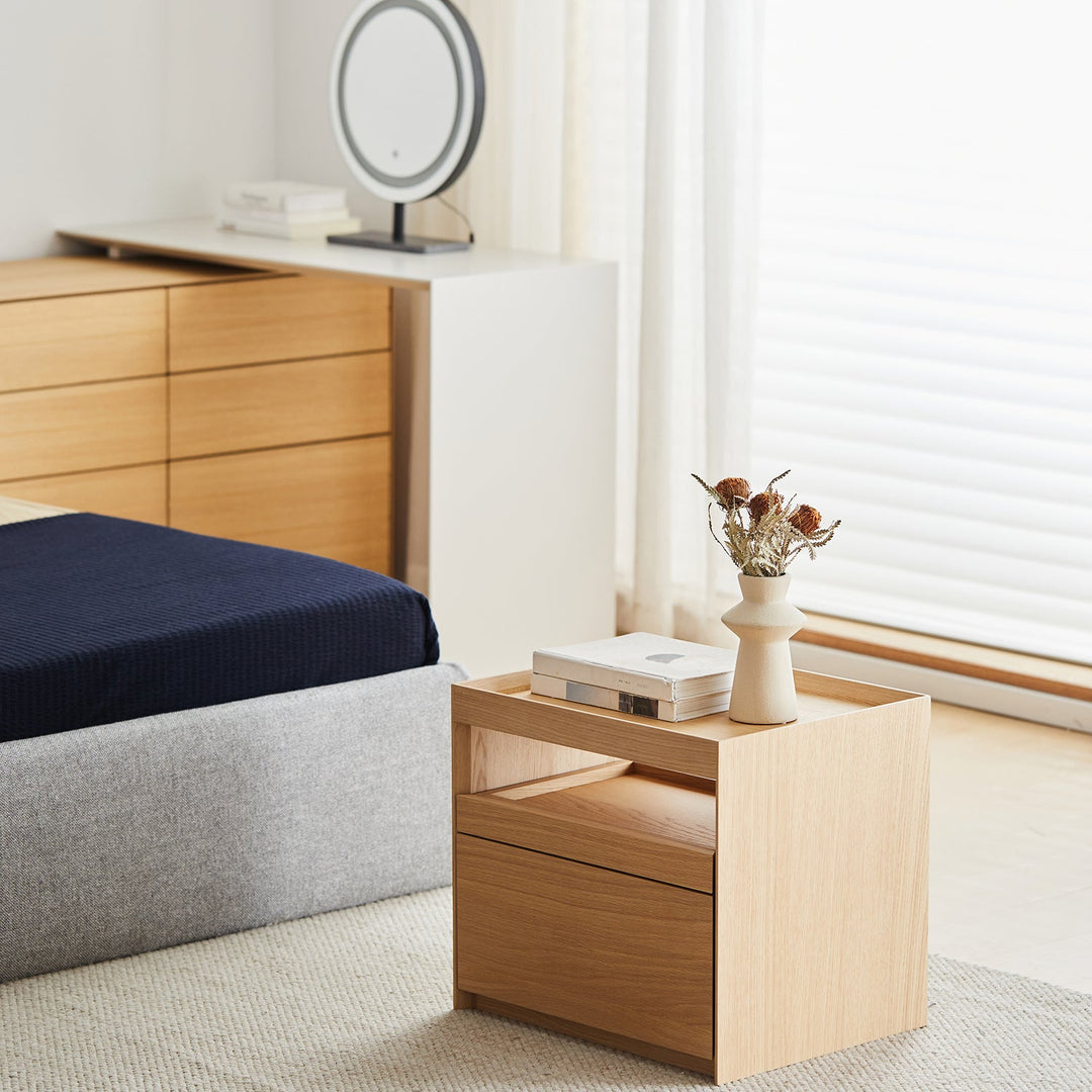 Minimalist ash wood veneer side table charl primary product view.