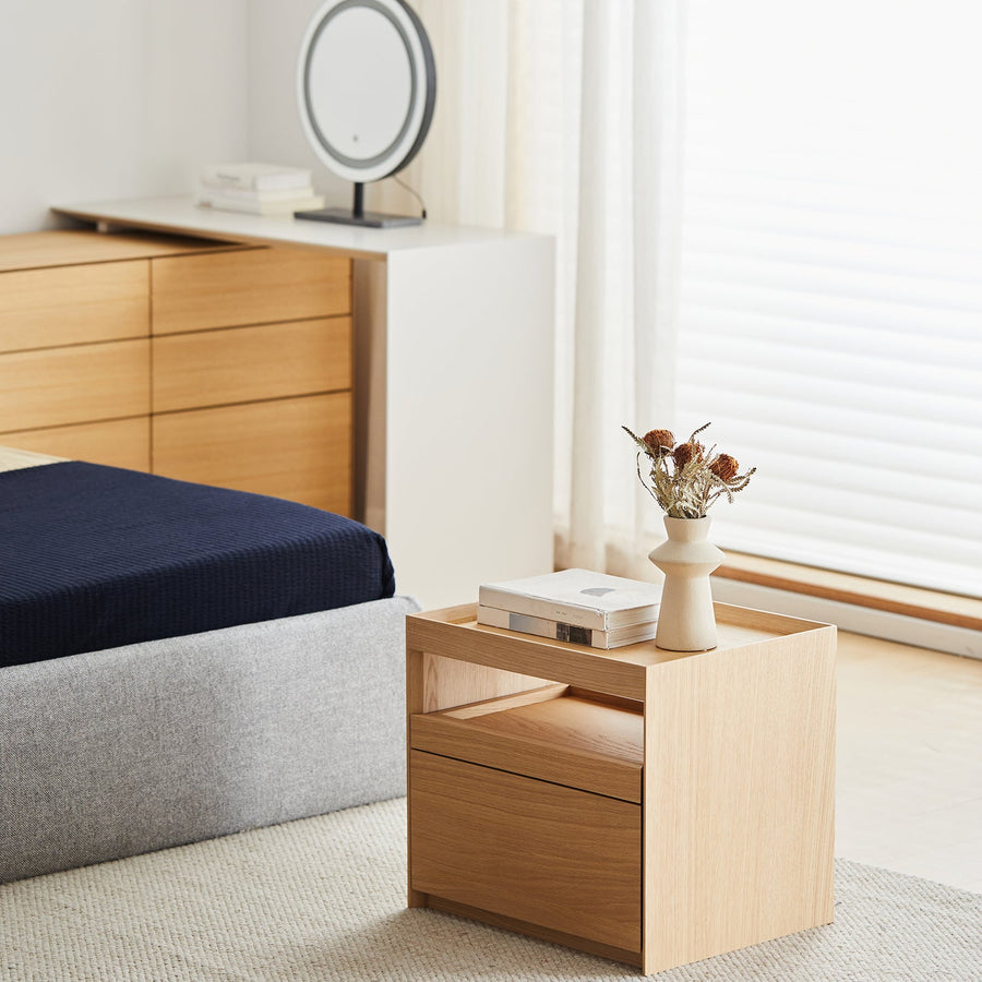 Minimalist ash wood veneer side table charl primary product view.