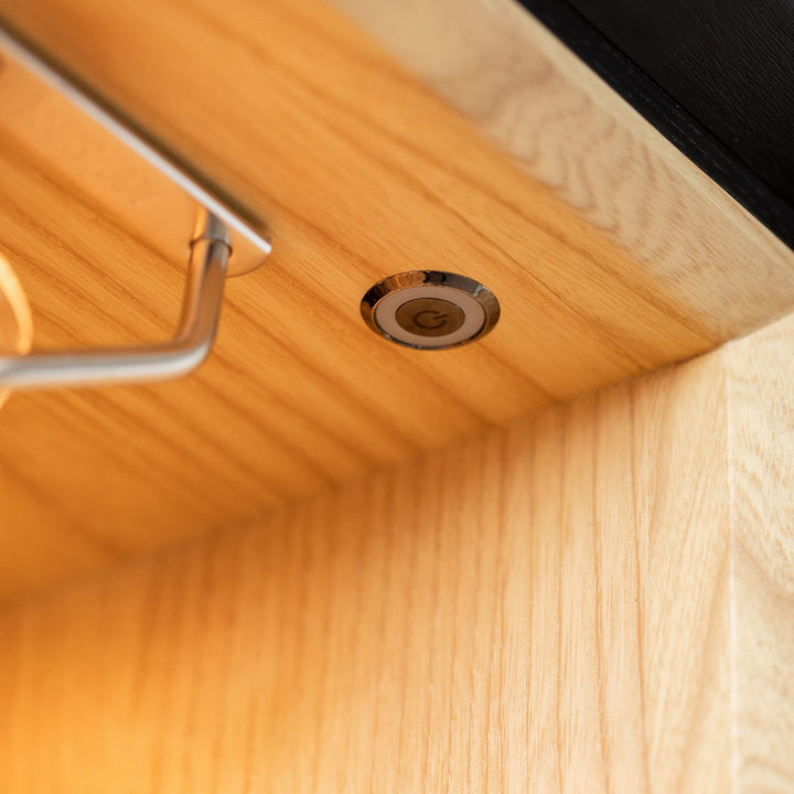 Minimalist ash wood veneer display cabinet  grid in details.