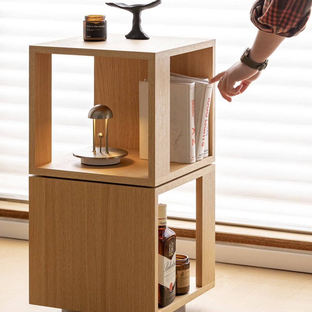 Minimalist ash wood veneer revolving side table axel size charts.