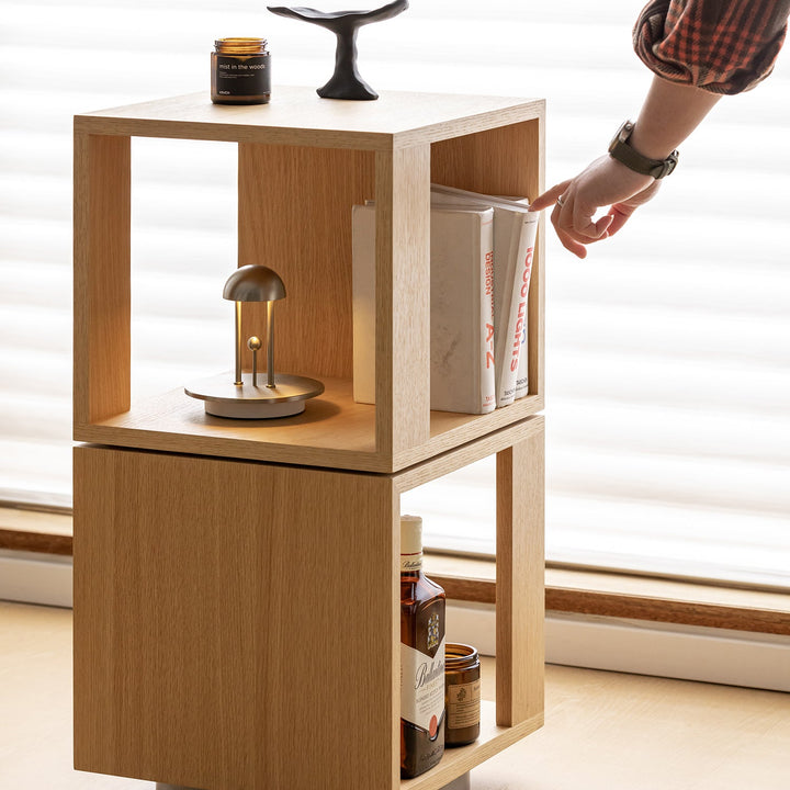 Minimalist ash wood veneer revolving side table axel size charts.