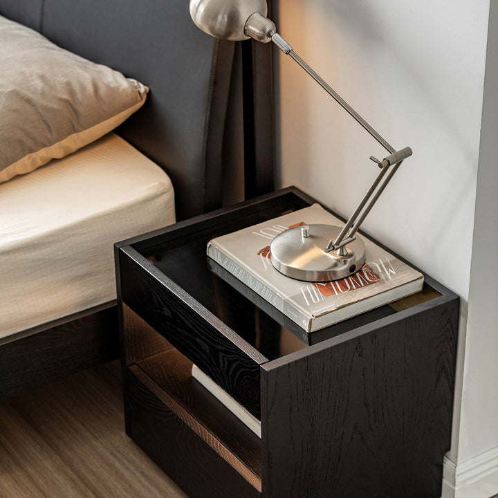 Minimalist ash wood veneer side table monk size charts.