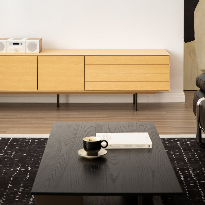 Minimalist ash wood veneer tv console colin material variants.