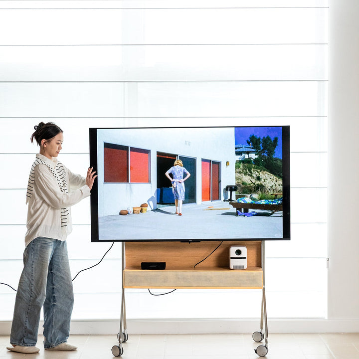 Minimalist ash wood veneer tv hanger roam with context.