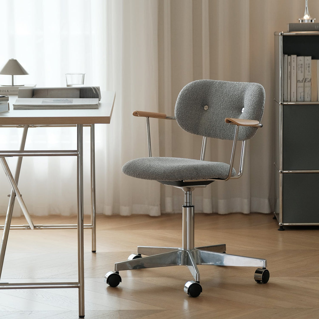 Minimalist boucle fabric study chair aodo detail 1.