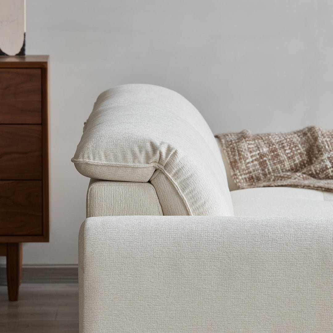 Minimalist chenille velvet fabric 1 seater sofa drift in details.