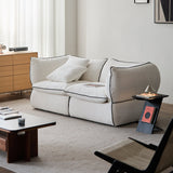 Minimalist chenille velvet fabric 2 seater sofa cloud primary product view.