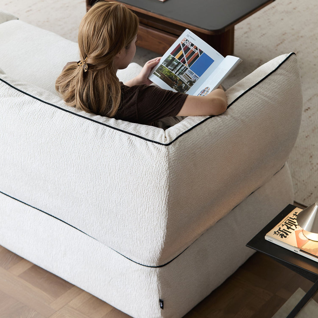 Minimalist chenille velvet fabric 2 seater sofa cloud material variants.