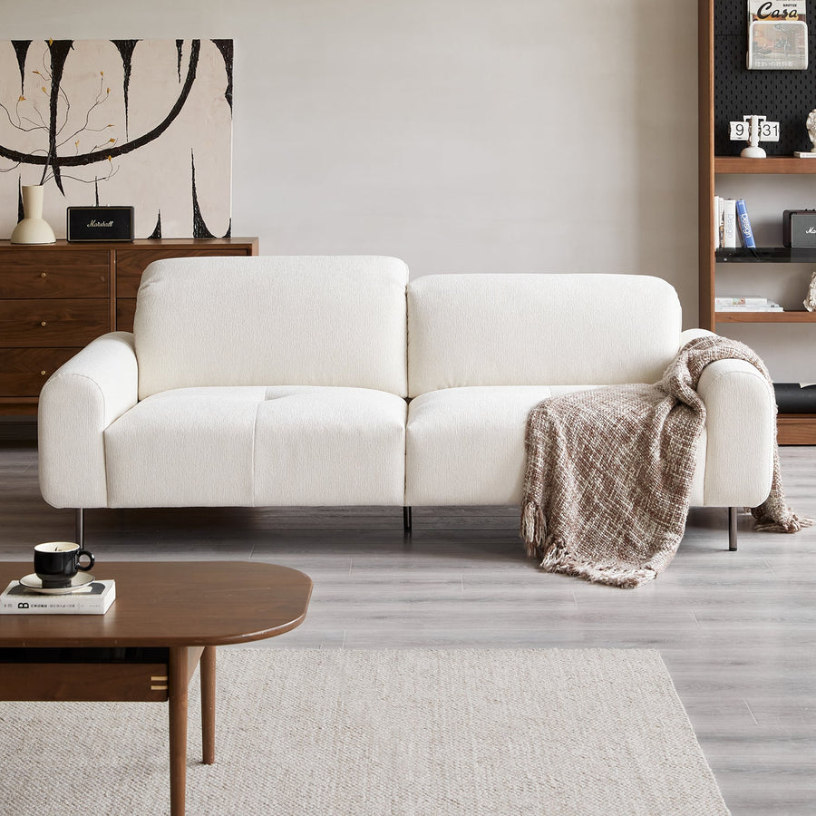 Minimalist chenille velvet fabric 3 seater sofa drift primary product view.