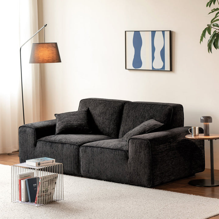 Minimalist chenille velvet fabric 3 seater sofa tufty time with context.