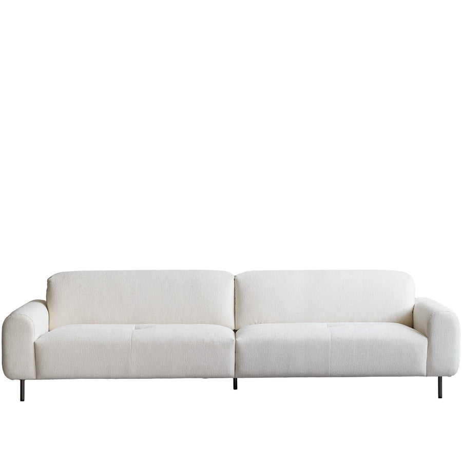 Minimalist chenille velvet fabric 4 seater sofa drift in white background.
