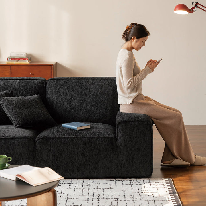 Minimalist chenille velvet fabric 4 seater sofa tufty time in real life style.