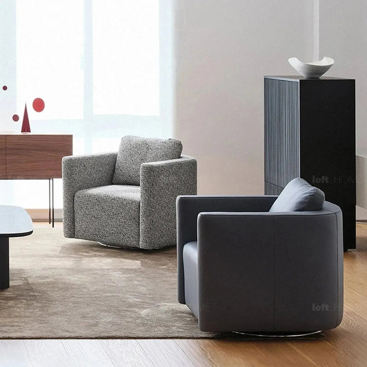 Minimalist fabric 1 seater revolving sofa variegated environmental situation.