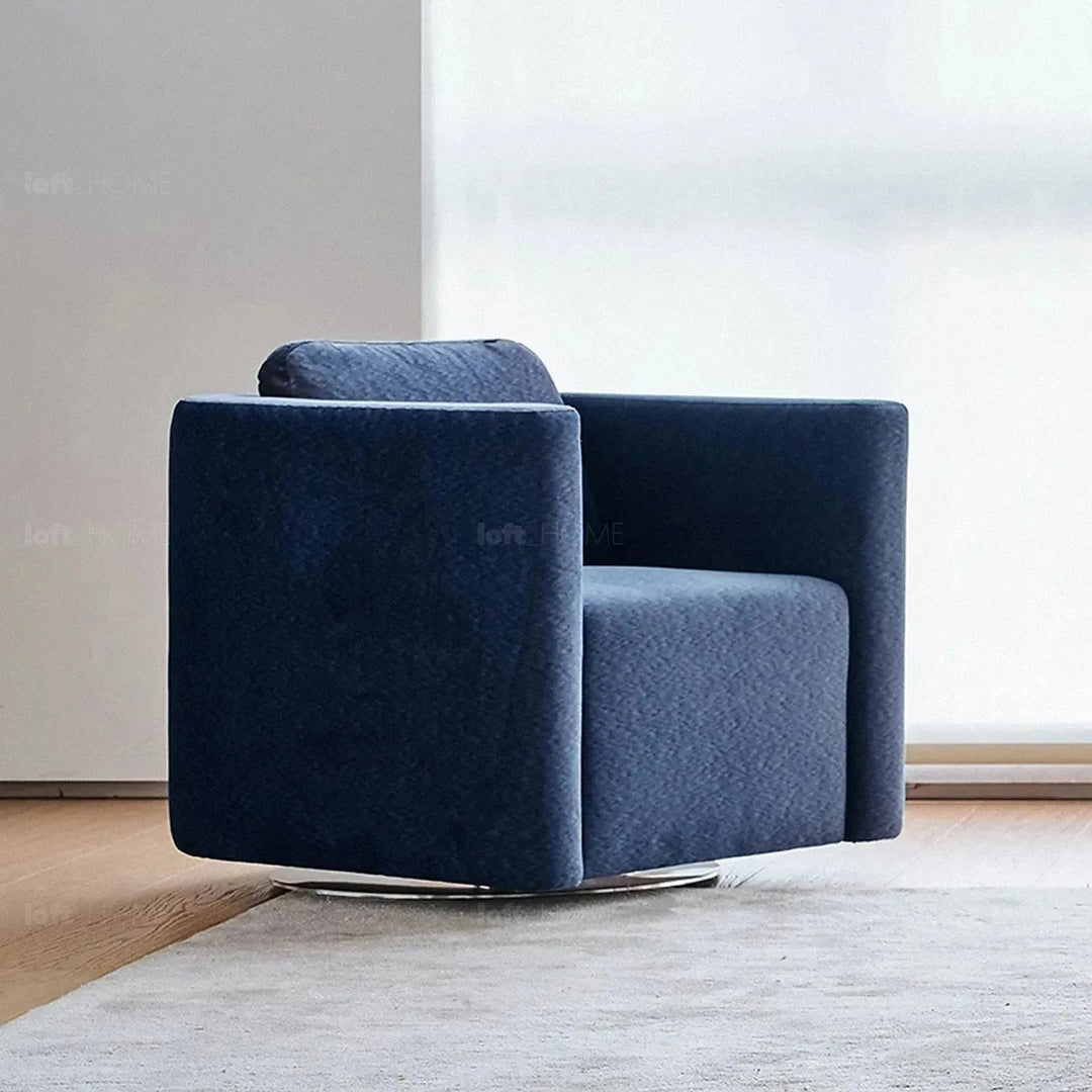 Minimalist fabric 1 seater revolving sofa variegated detail 1.