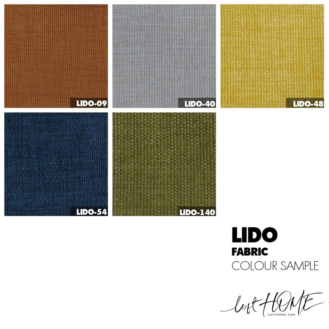 Minimalist fabric 1 seater sofa high back kas color swatches.