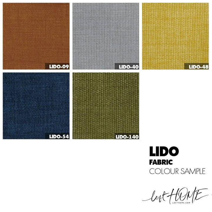 Minimalist fabric 1 seater sofa high back kas color swatches.