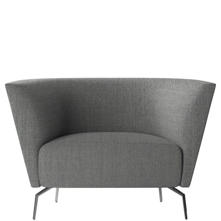 Minimalist fabric 1 seater sofa low back kas in white background.