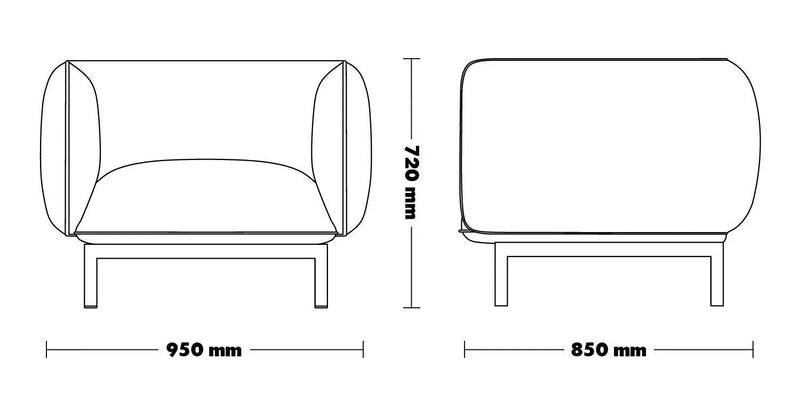 Minimalist fabric 1 seater sofa mello size charts.