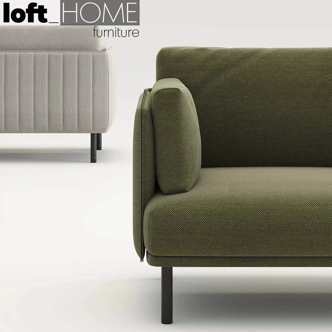 Minimalist fabric 1 seater sofa muti in close up details.