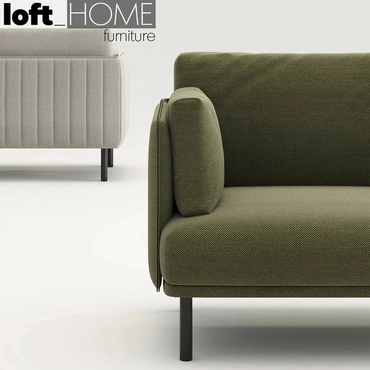 Minimalist fabric 1 seater sofa muti in close up details.