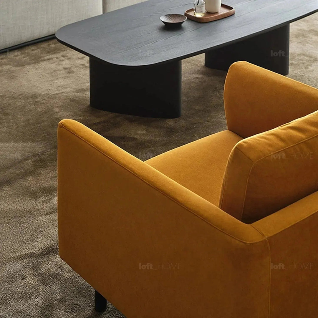 Minimalist fabric 1 seater sofa nor environmental situation.
