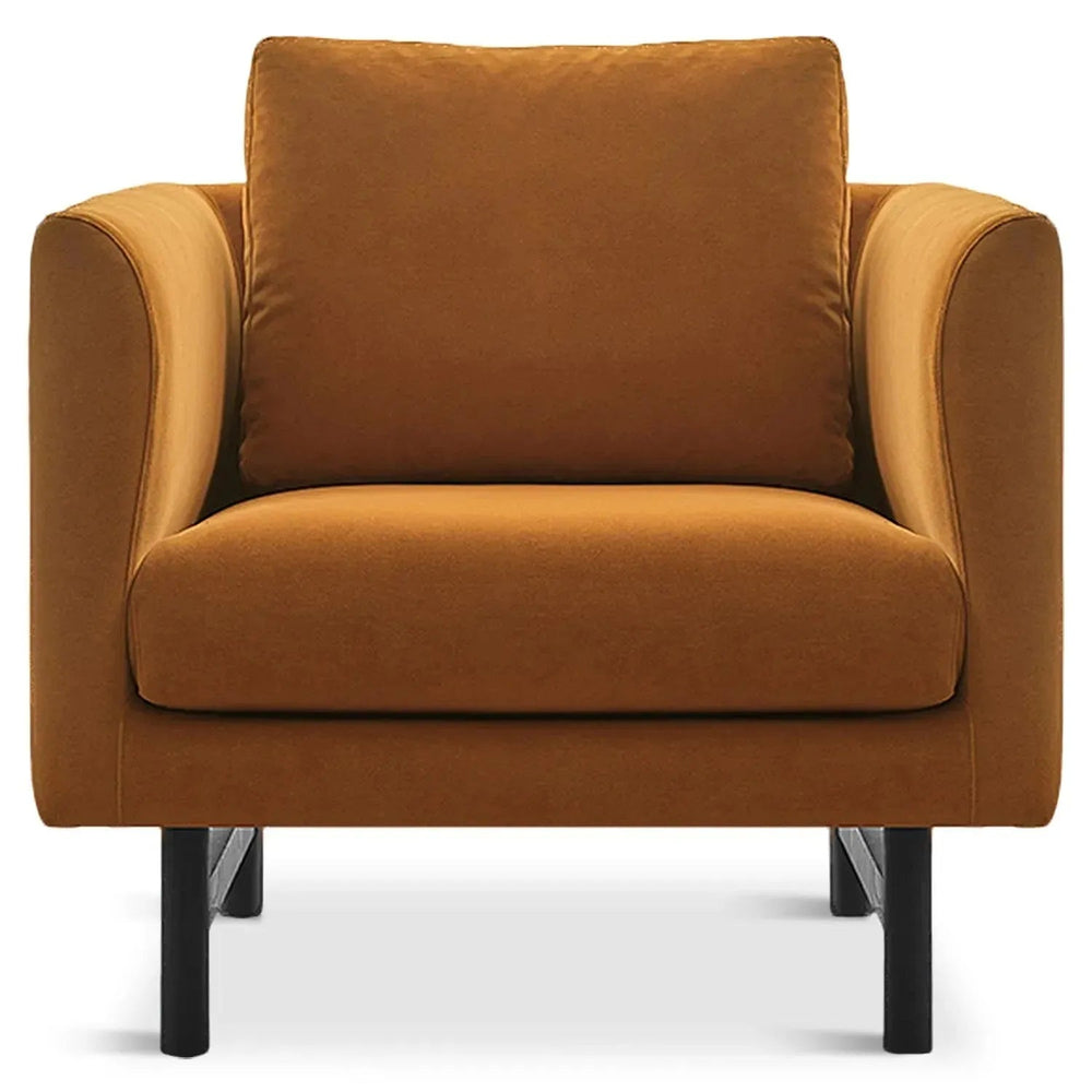 Minimalist fabric 1 seater sofa nor in white background.