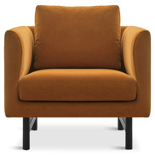 Minimalist fabric 1 seater sofa nor in white background.