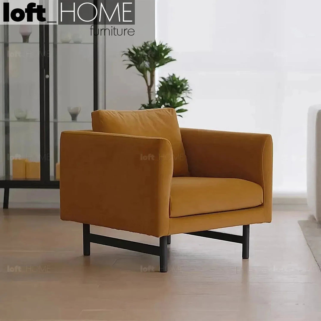 Minimalist fabric 1 seater sofa nor primary product view.