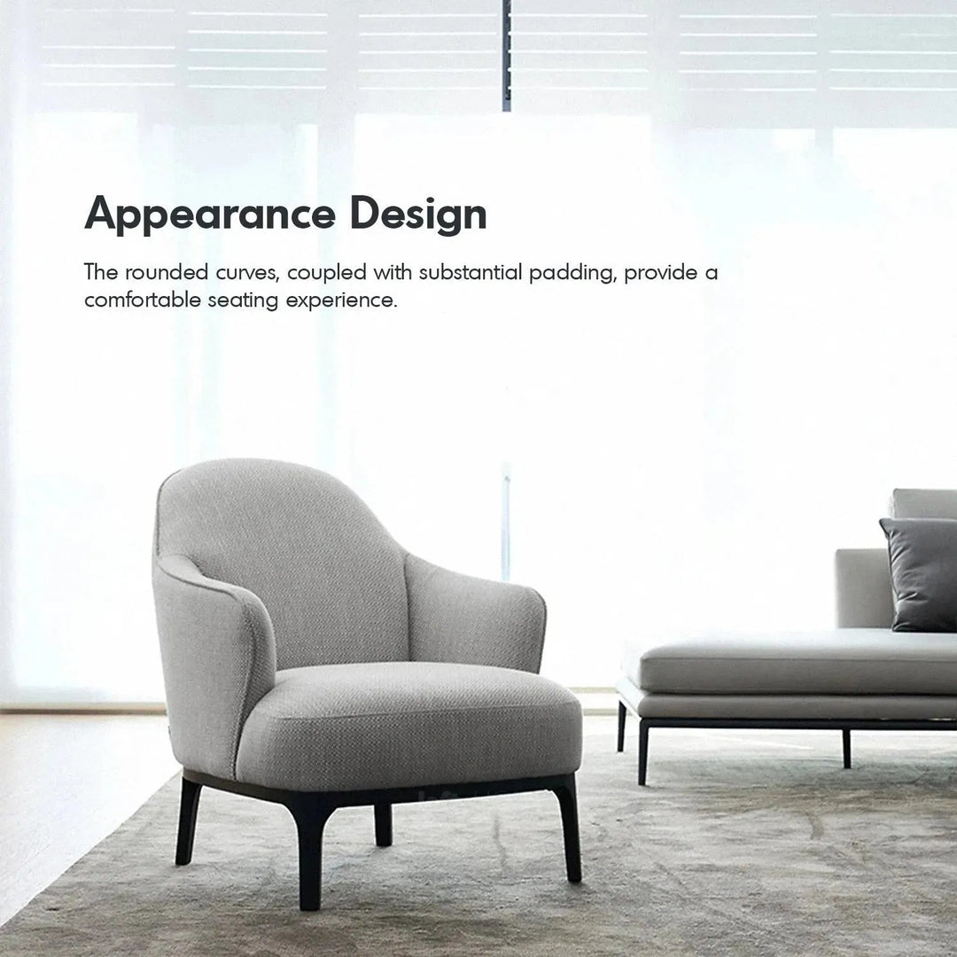 Minimalist fabric 1 seater sofa rina in details.