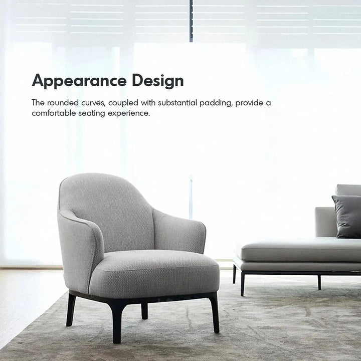 Minimalist fabric 1 seater sofa rina in details.