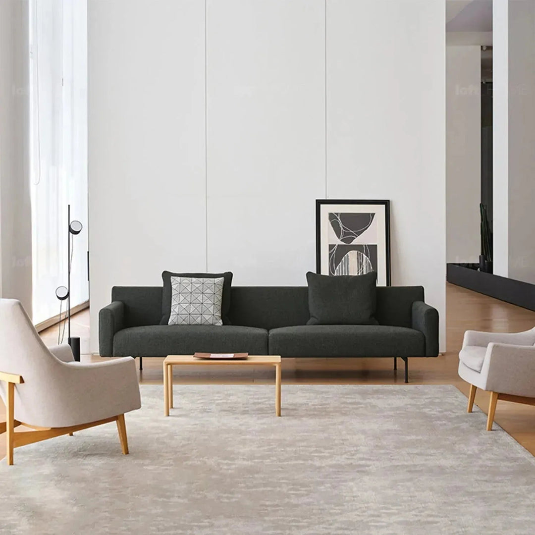 Minimalist fabric 2 seater sofa ann in still life.