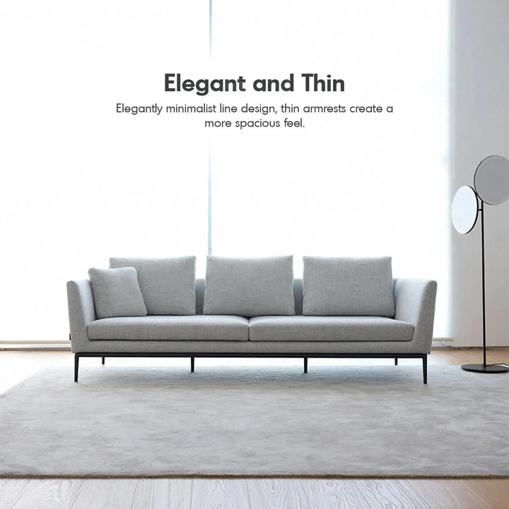 Minimalist fabric 2 seater sofa grace in details.