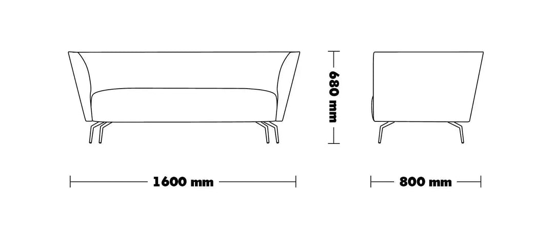 Minimalist Fabric 2 Seater Sofa Low Back KAS