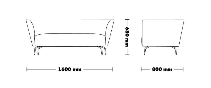 Minimalist Fabric 2 Seater Sofa Low Back KAS
