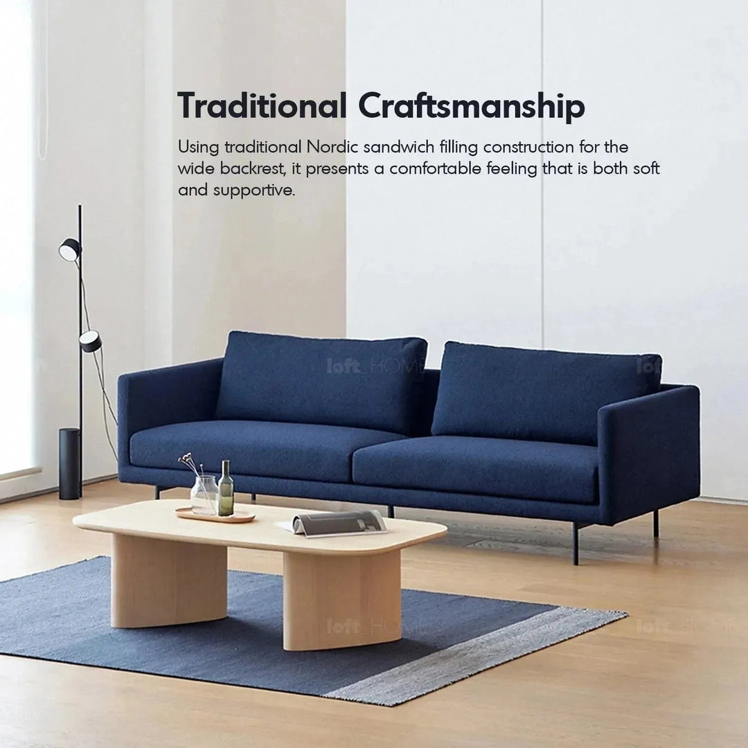Minimalist fabric 2 seater sofa rina in details.