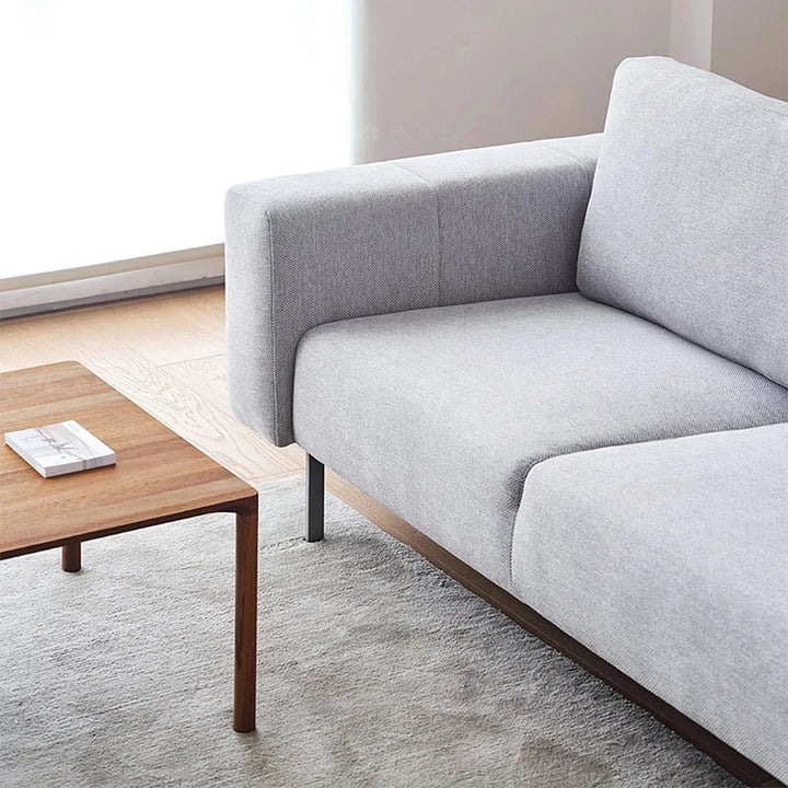 Minimalist fabric 3 seater sofa amalf in still life.