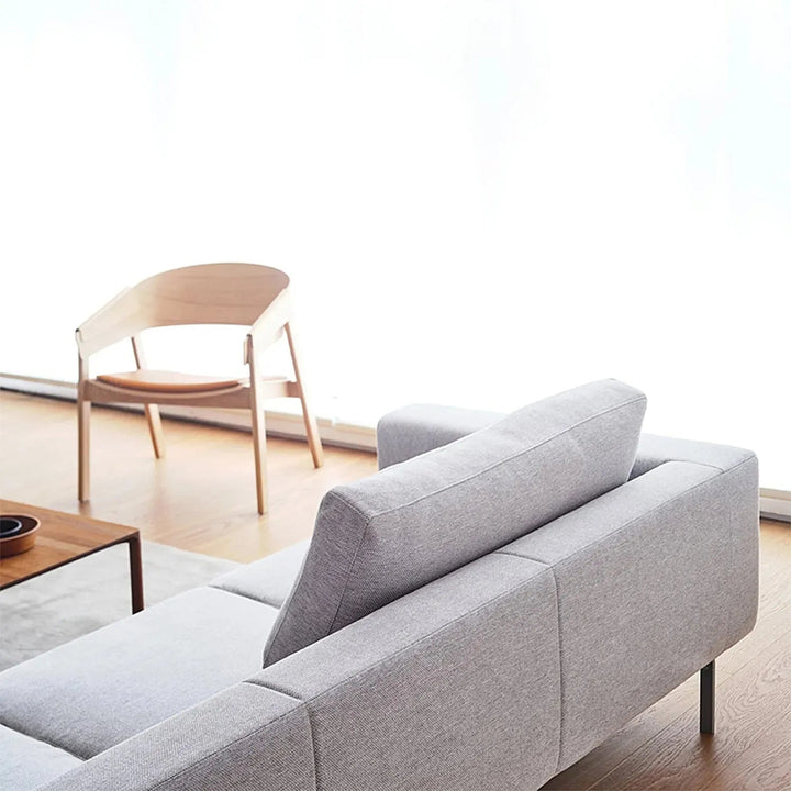 Minimalist fabric 3 seater sofa amalf in panoramic view.