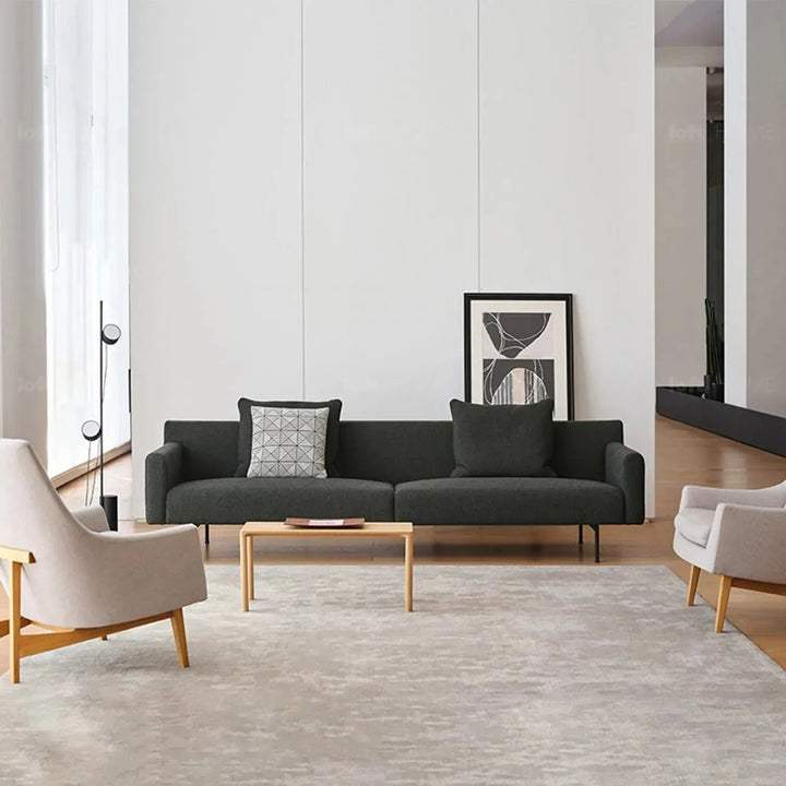 Minimalist fabric 3 seater sofa ann in still life.