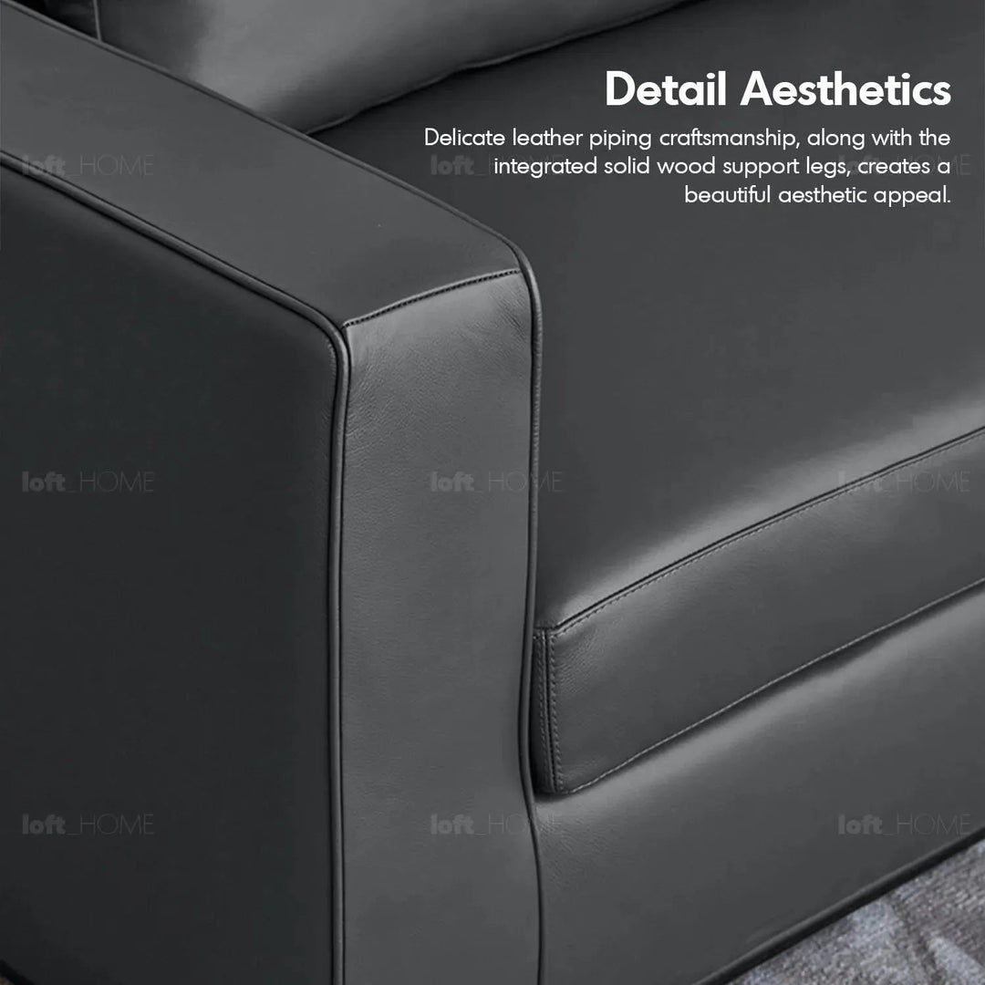 Minimalist fabric 3 seater sofa como in close up details.