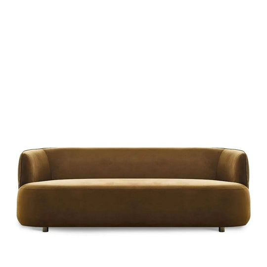 Minimalist fabric 3 seater sofa heb in white background.