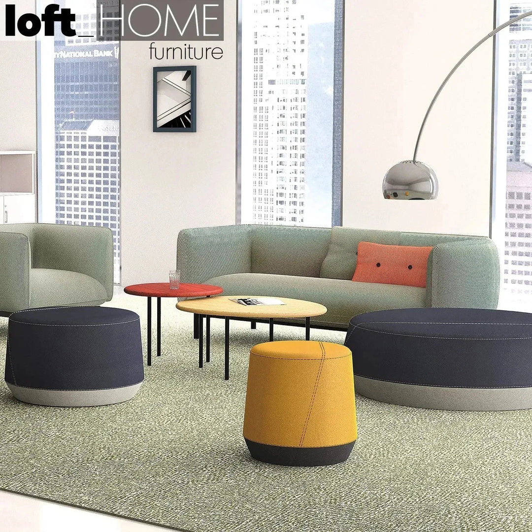 Minimalist fabric 3 seater sofa mello with context.