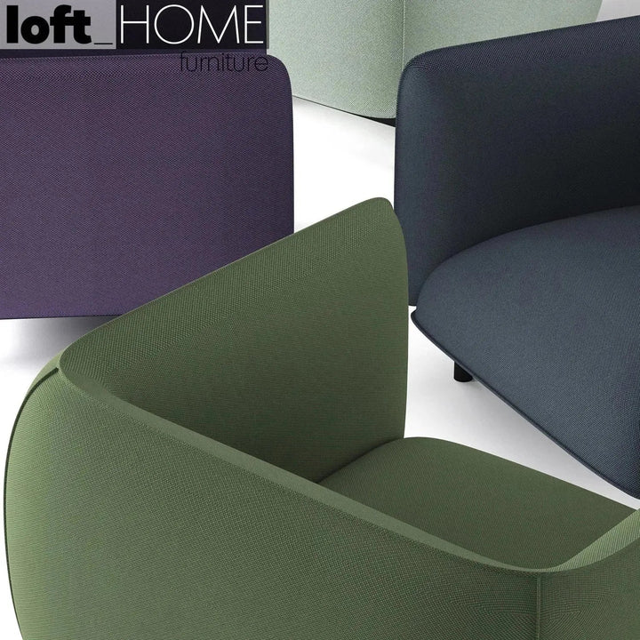 Minimalist fabric 3 seater sofa mello in panoramic view.