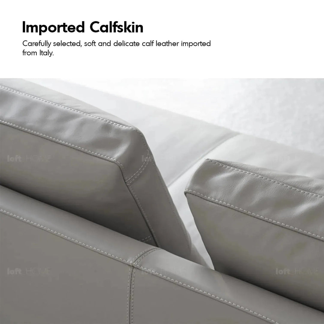 Minimalist fabric 3 seater sofa mlini in close up details.