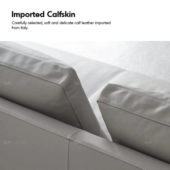 Minimalist fabric 3 seater sofa mlini in close up details.