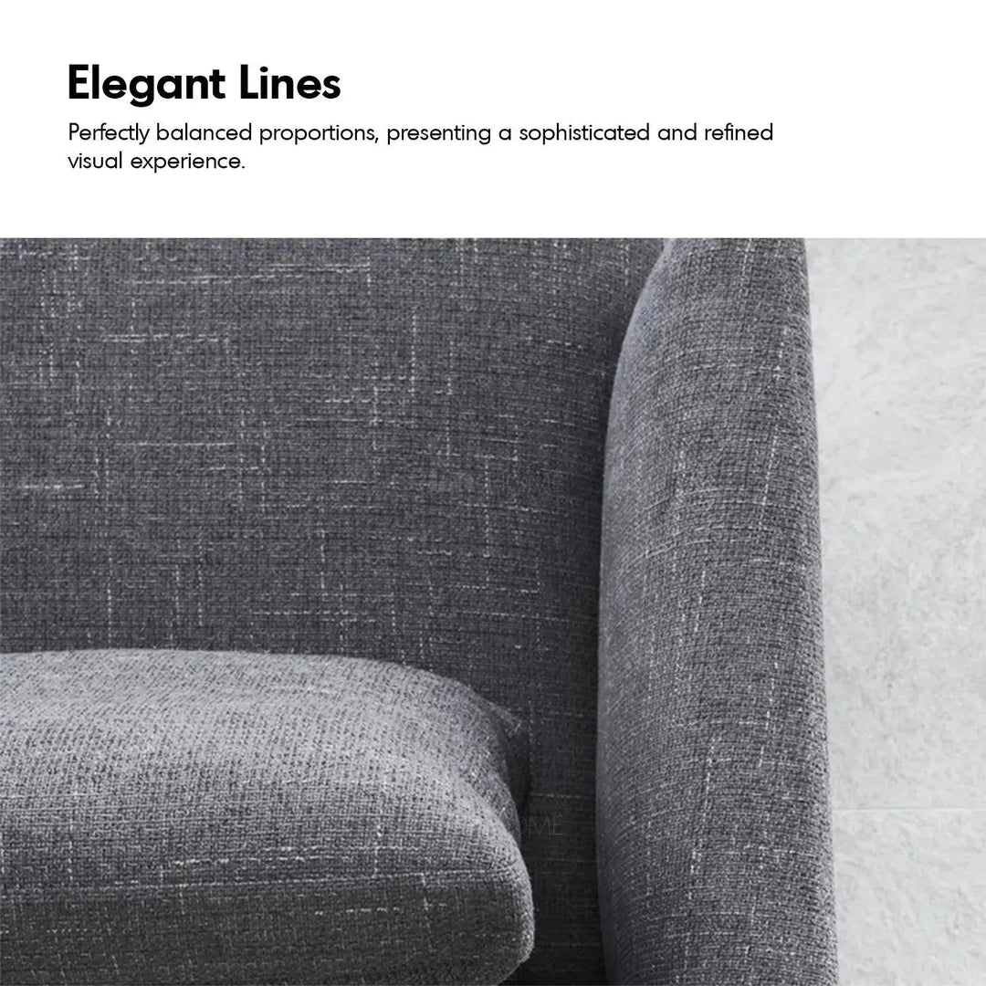 Minimalist fabric 3 seater sofa mlini in details.