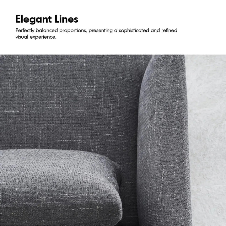Minimalist fabric 3 seater sofa mlini in details.