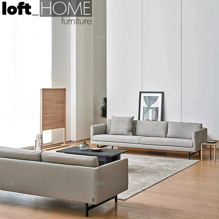 Minimalist fabric 3 seater sofa nor primary product view.
