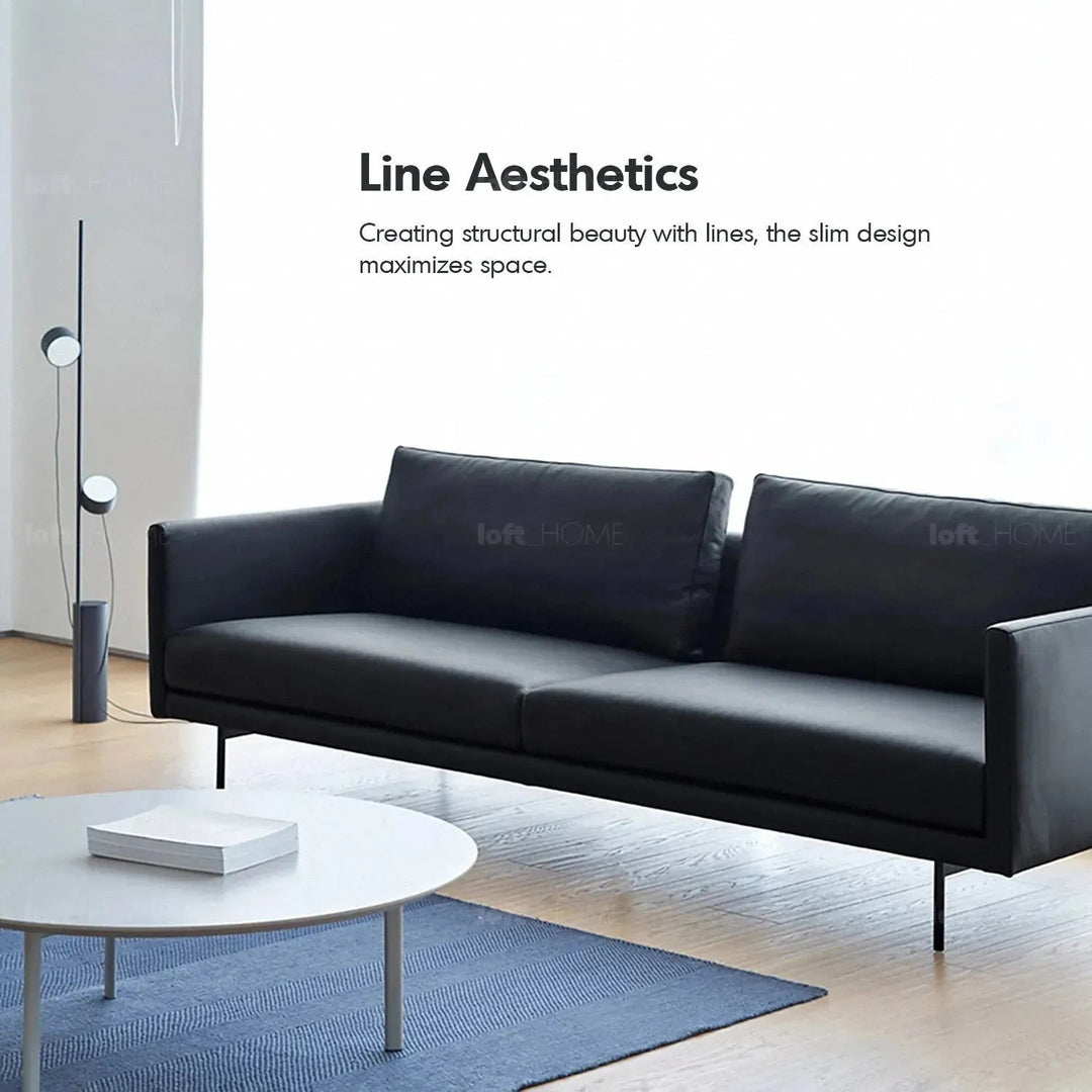 Minimalist fabric 3 seater sofa rina with context.