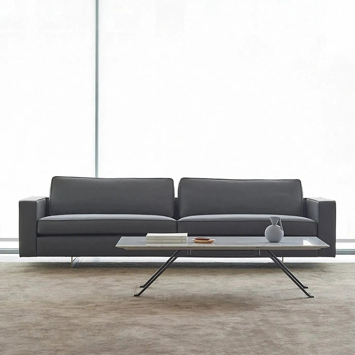 Minimalist fabric 3 seater sofa vemb in close up details.